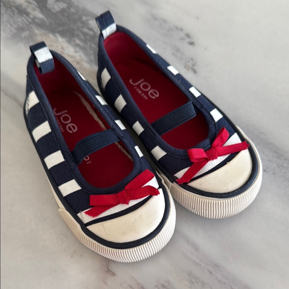 JOE FRESH Blue and White Nautical Slip-On Sneakers